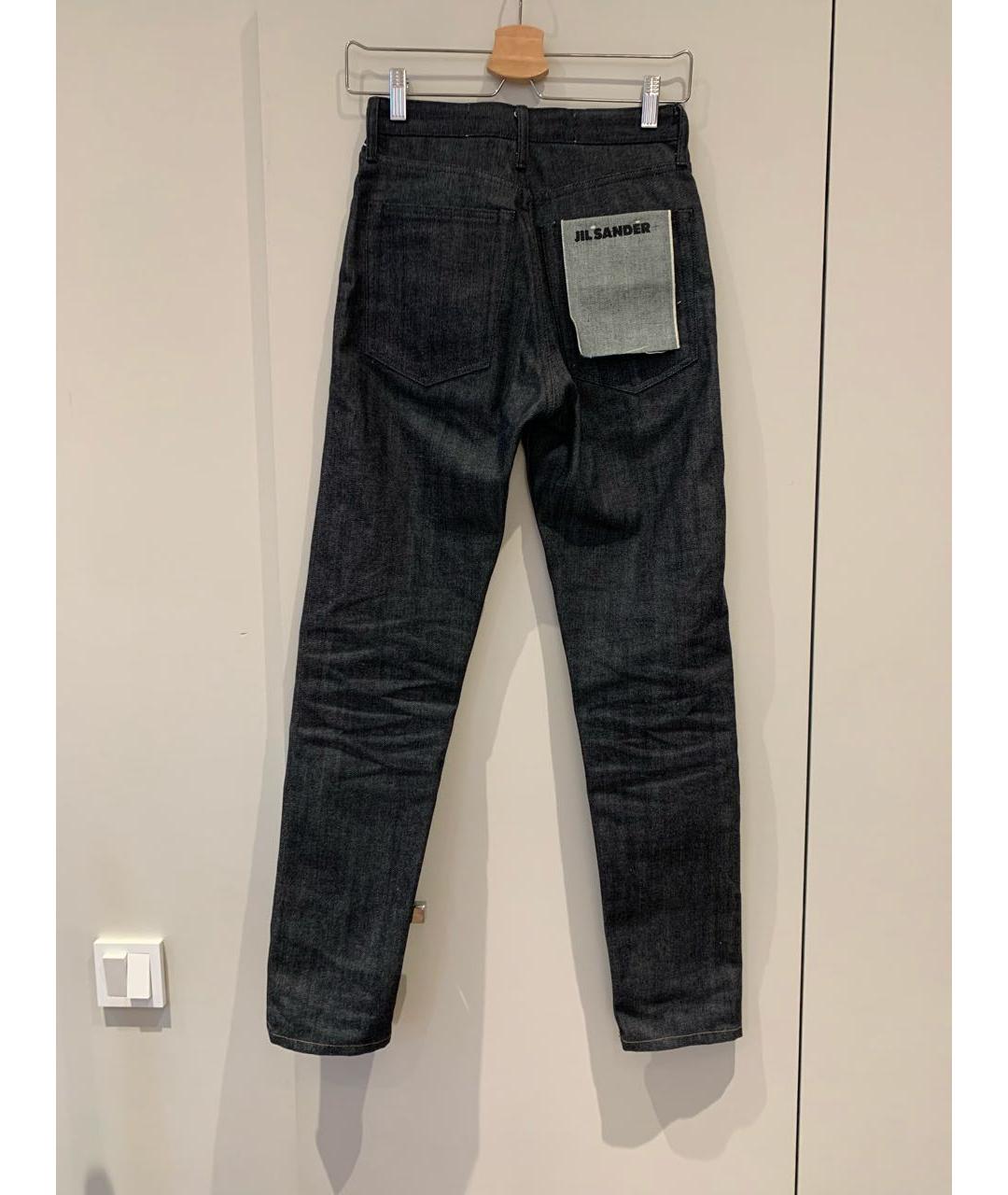 JIL SANDER Темно-синие хлопковые прямые джинсы, фото 2