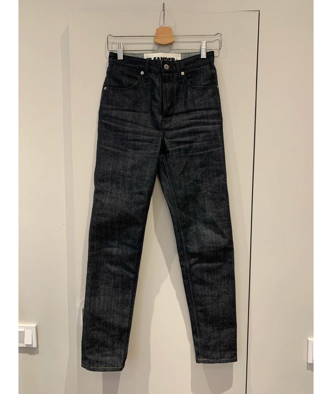 JIL SANDER Темно-синие хлопковые прямые джинсы, фото 5