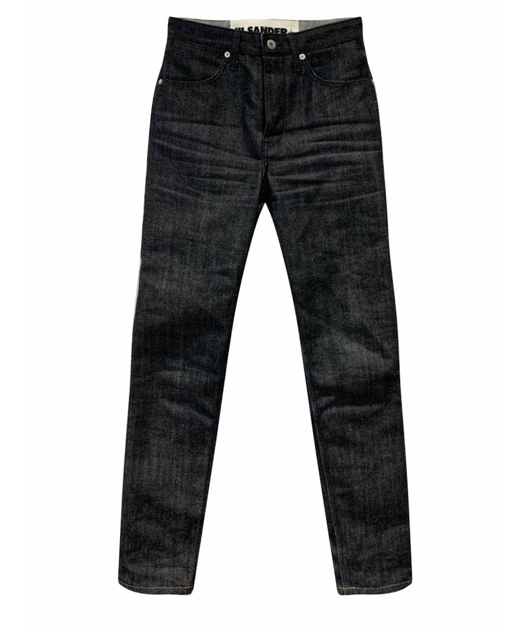 JIL SANDER Темно-синие хлопковые прямые джинсы, фото 1