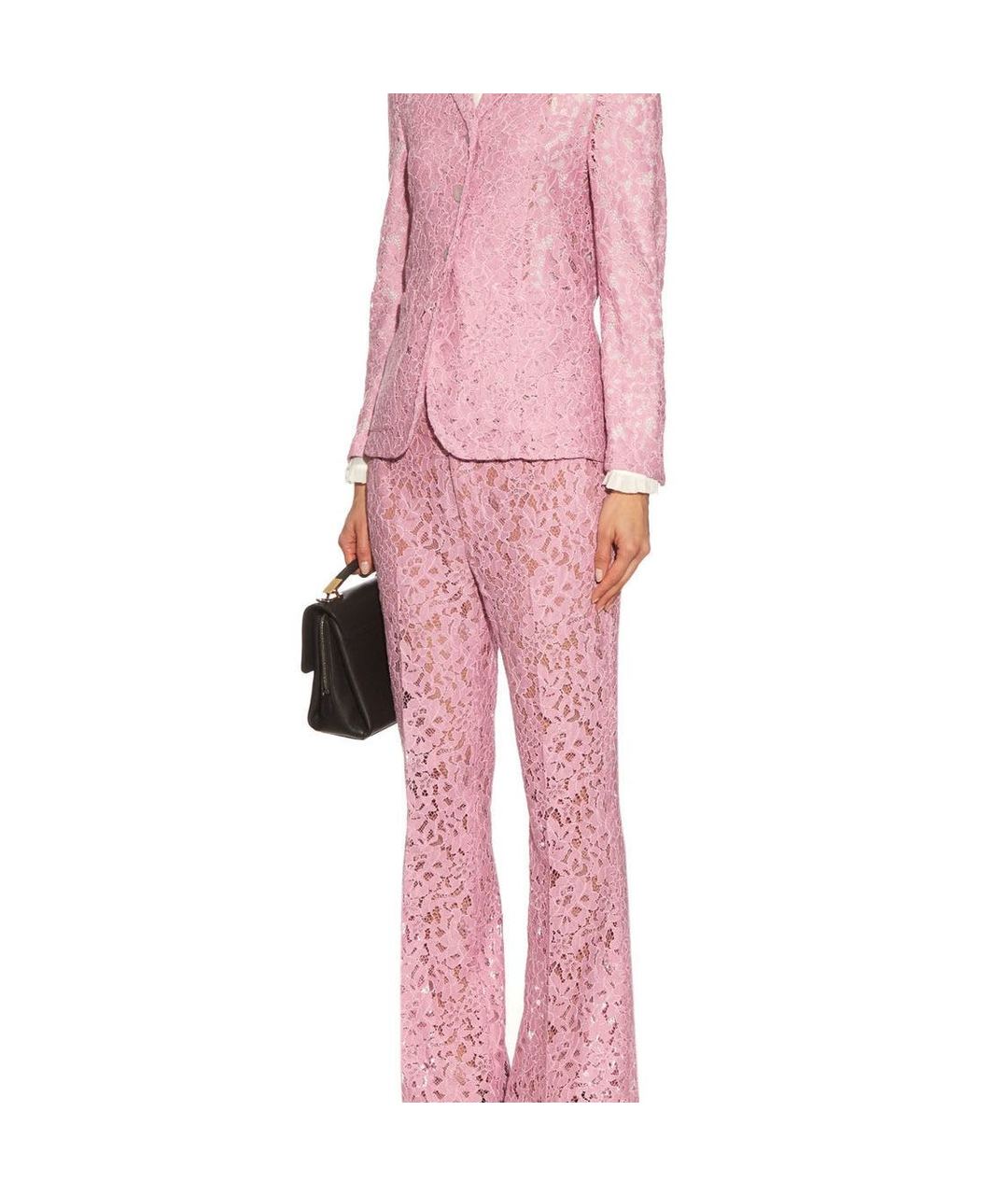 GUCCI Розовый кружевной костюм с брюками, фото 3
