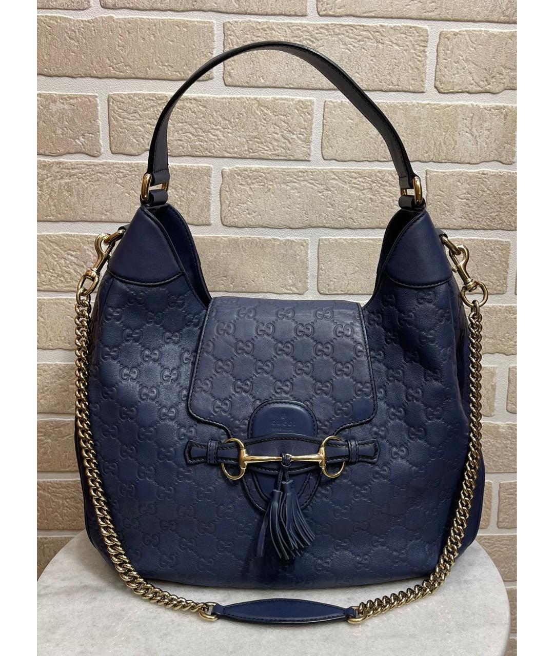 GUCCI Синяя кожаная сумка с короткими ручками, фото 2