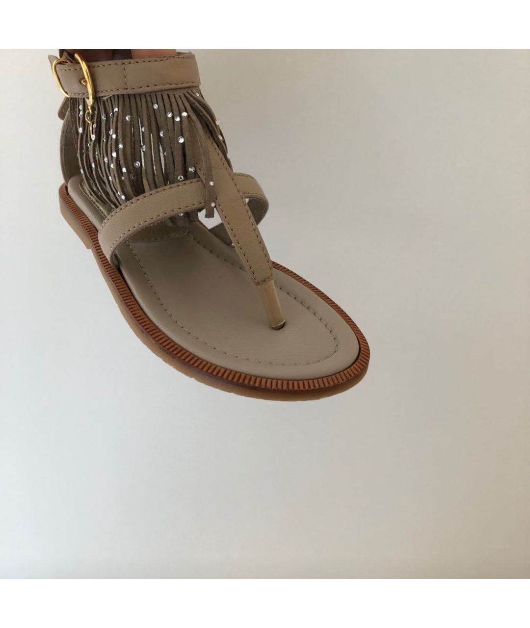 FENDI Бежевые кожаные сандалии и шлепанцы, фото 3