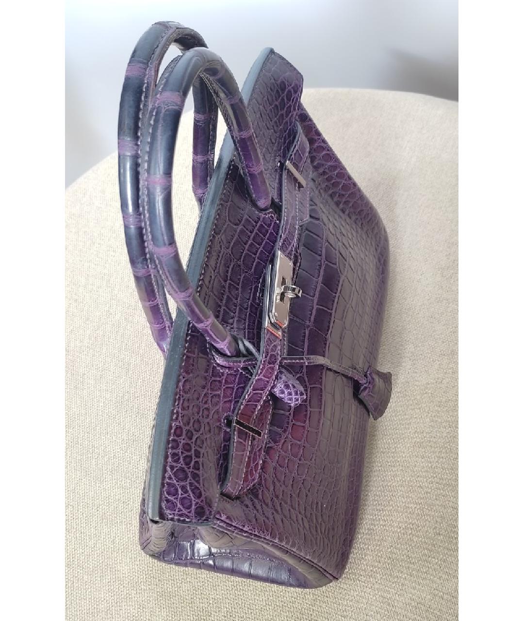 HERMES PRE-OWNED Фиолетовая сумка с короткими ручками из экзотической кожи, фото 6