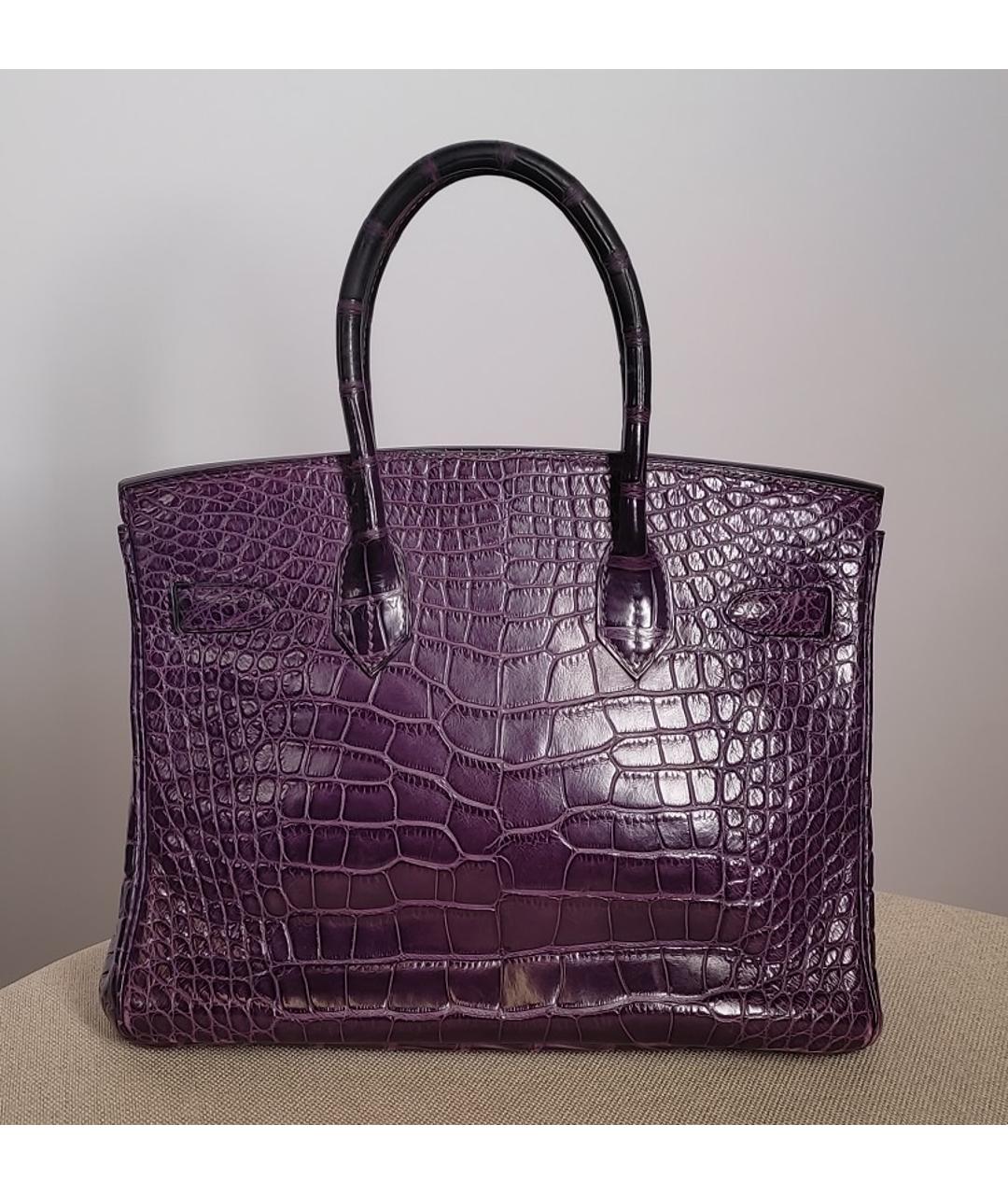 HERMES PRE-OWNED Фиолетовая сумка с короткими ручками из экзотической кожи, фото 3