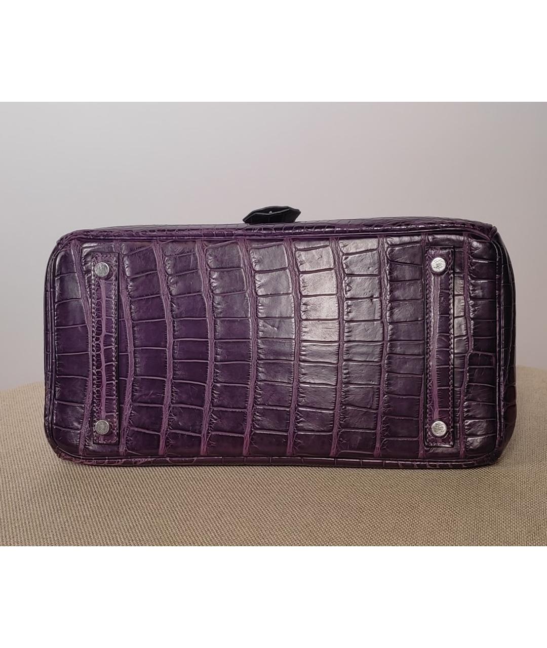 HERMES PRE-OWNED Фиолетовая сумка с короткими ручками из экзотической кожи, фото 5