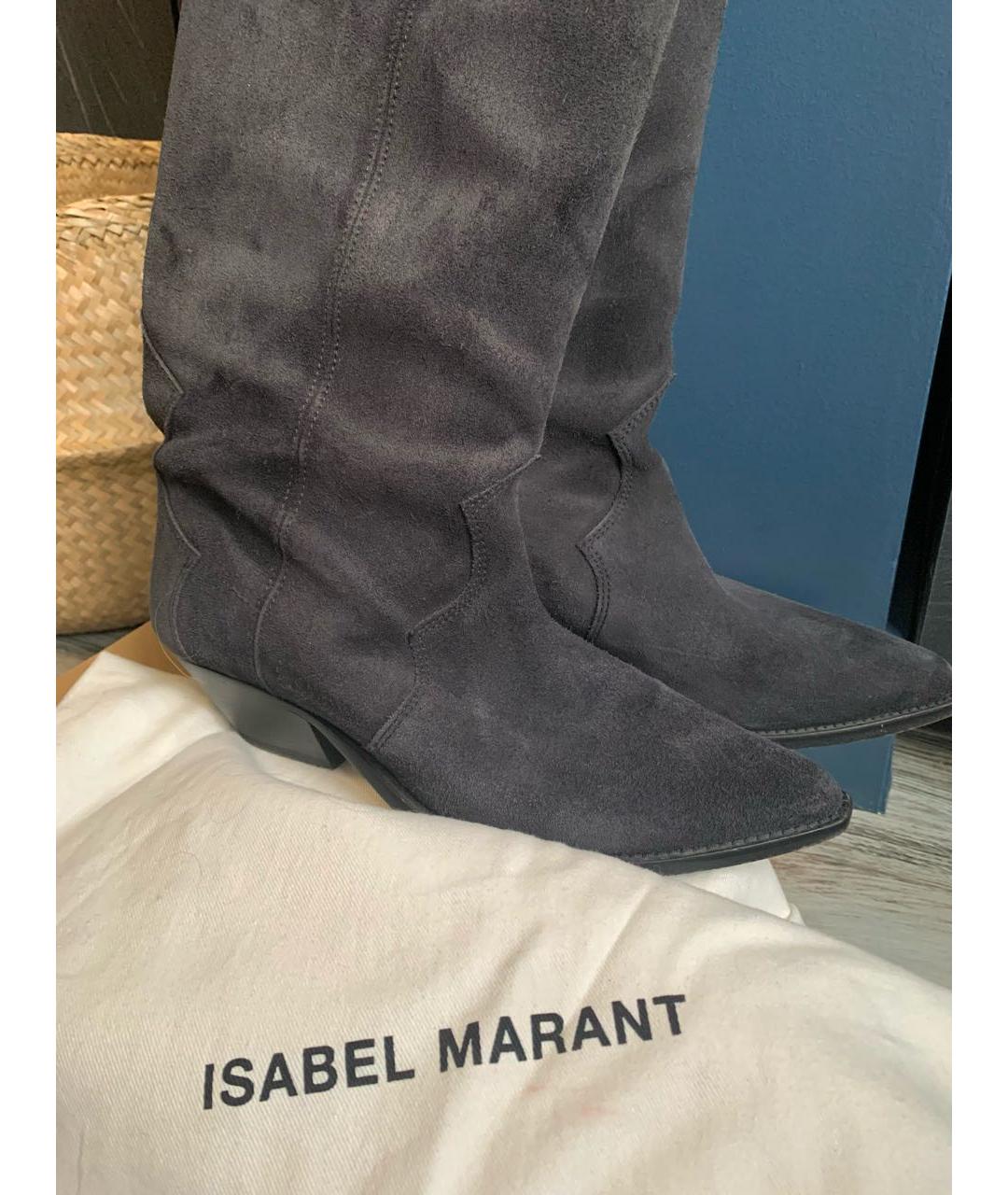 ISABEL MARANT Антрацитовые замшевые сапоги, фото 6