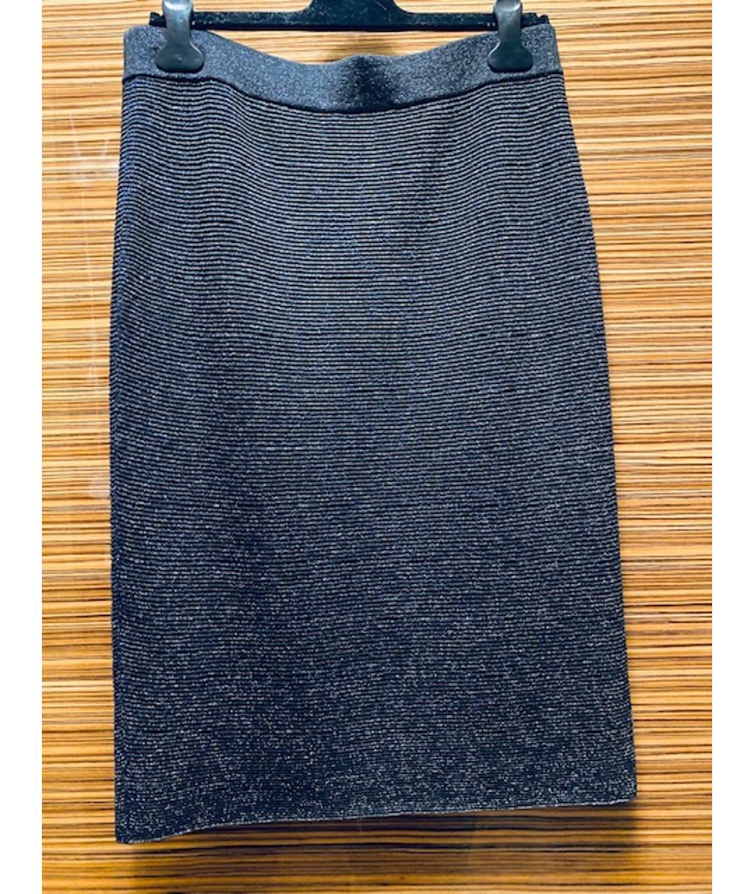 ANGELO MARANI Синяя шерстяная юбка миди, фото 2