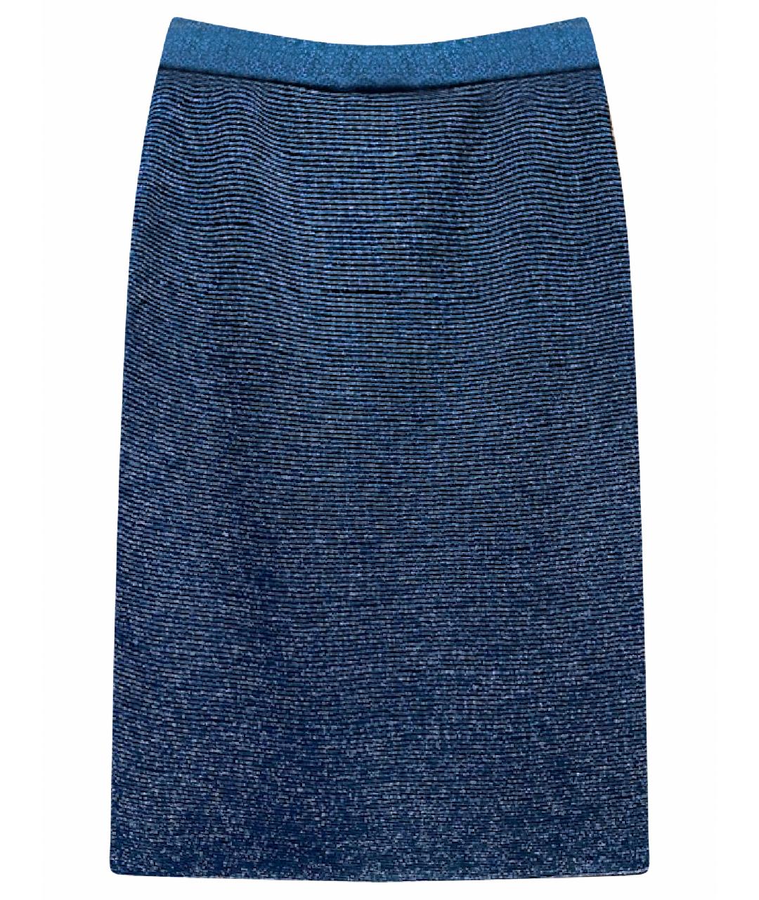 ANGELO MARANI Синяя шерстяная юбка миди, фото 1