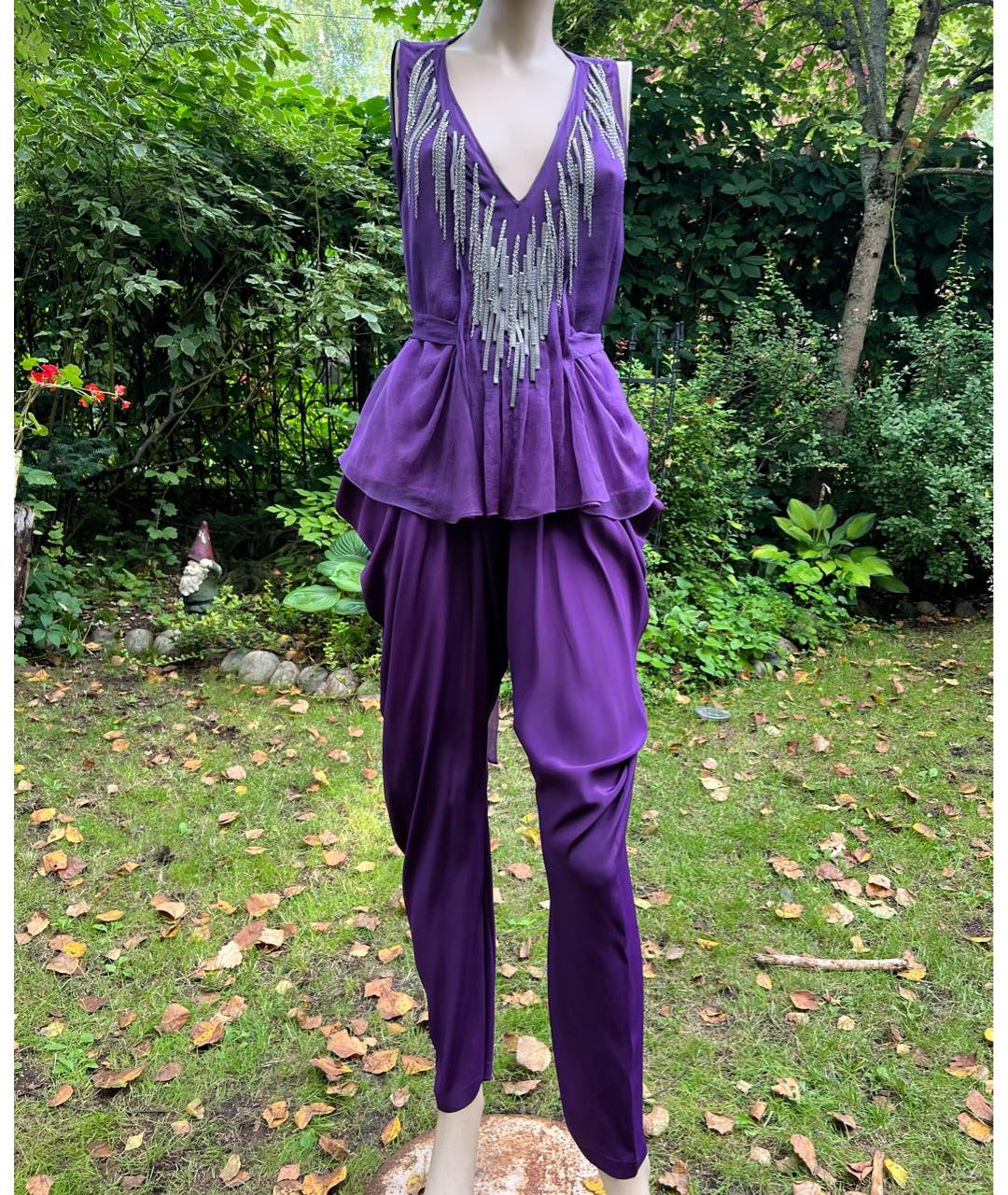 GIANFRANCO FERRE Фиолетовый вискозный костюм с брюками, фото 2