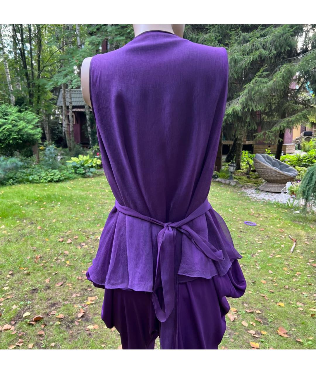 GIANFRANCO FERRE Фиолетовый вискозный костюм с брюками, фото 5