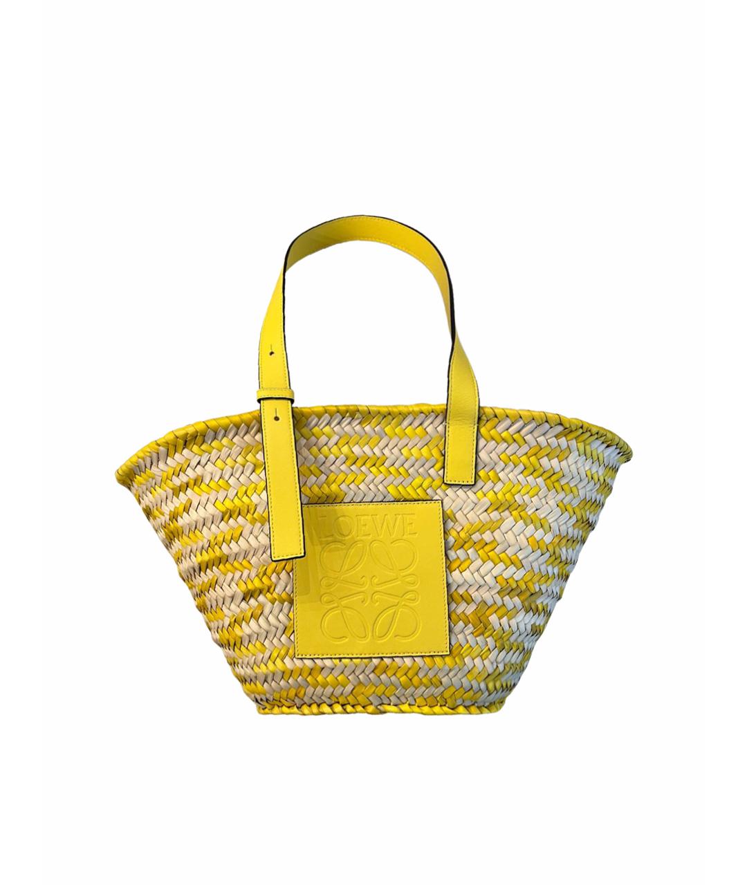 LOEWE Желтая пелетеная сумка тоут, фото 1