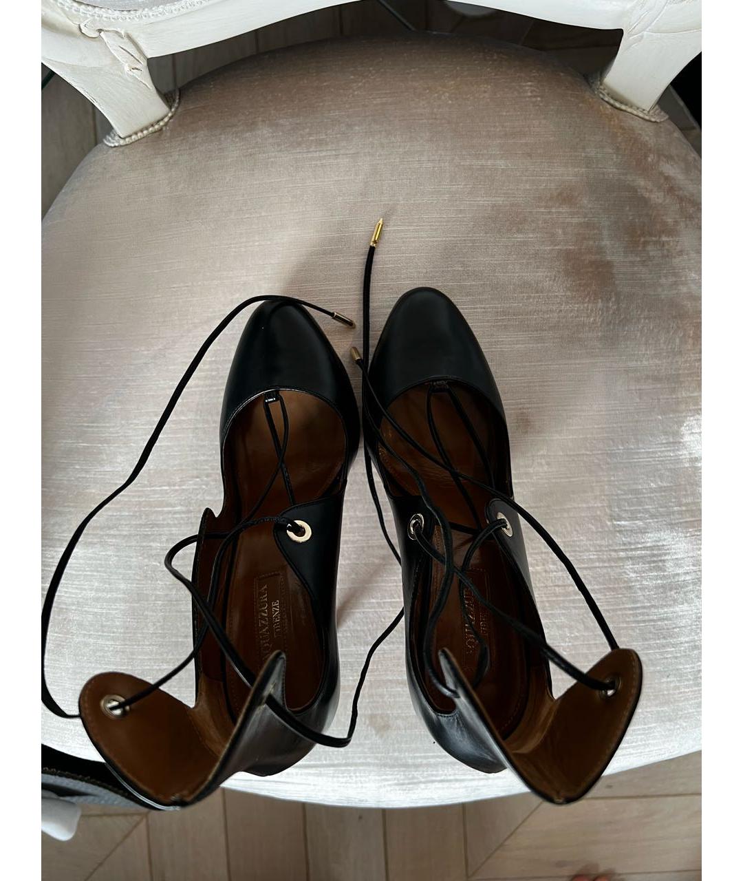 AQUAZZURA Черные кожаные туфли, фото 3