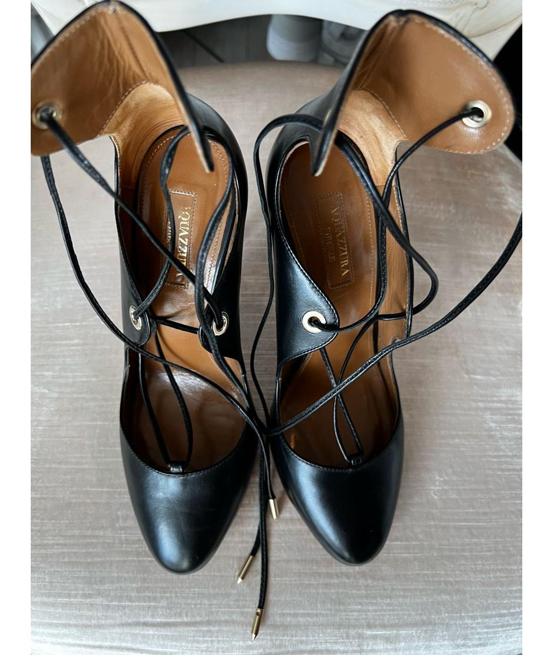 AQUAZZURA Черные кожаные туфли, фото 6