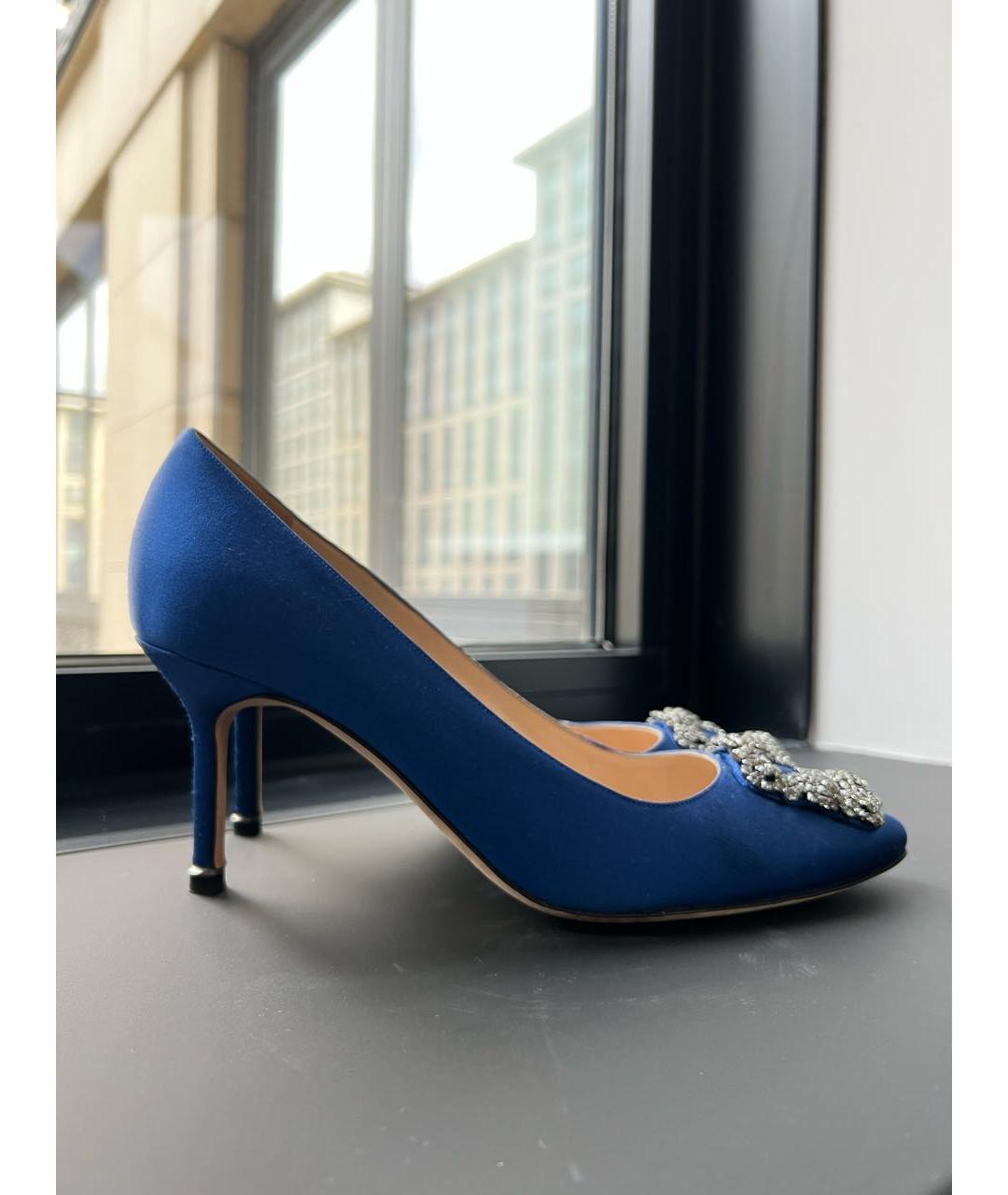 MANOLO BLAHNIK Синие текстильные туфли, фото 6