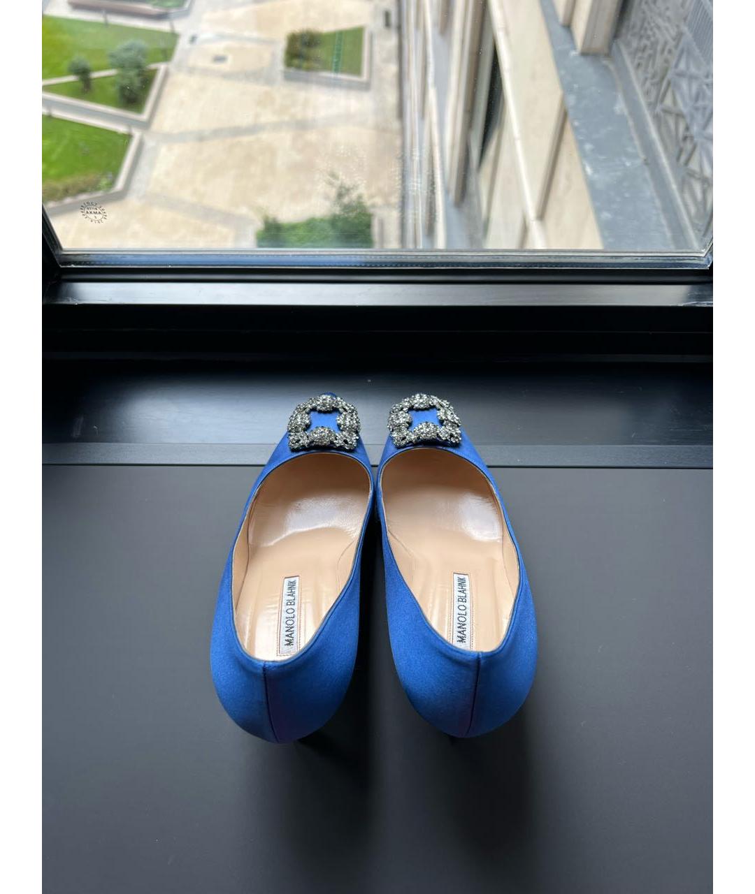 MANOLO BLAHNIK Синие текстильные туфли, фото 3