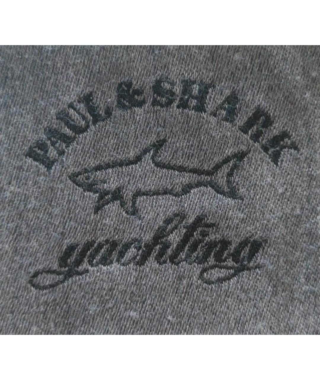 PAUL & SHARK Серый шерстяной шарф, фото 3