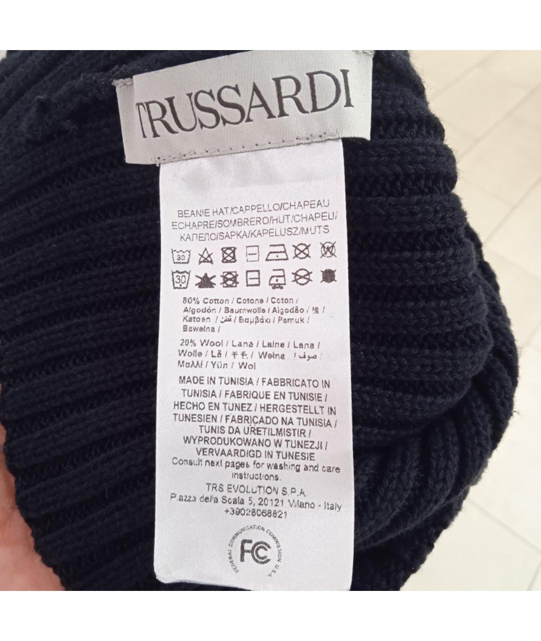 TRUSSARDI JEANS Черная шерстяная шапка, фото 2