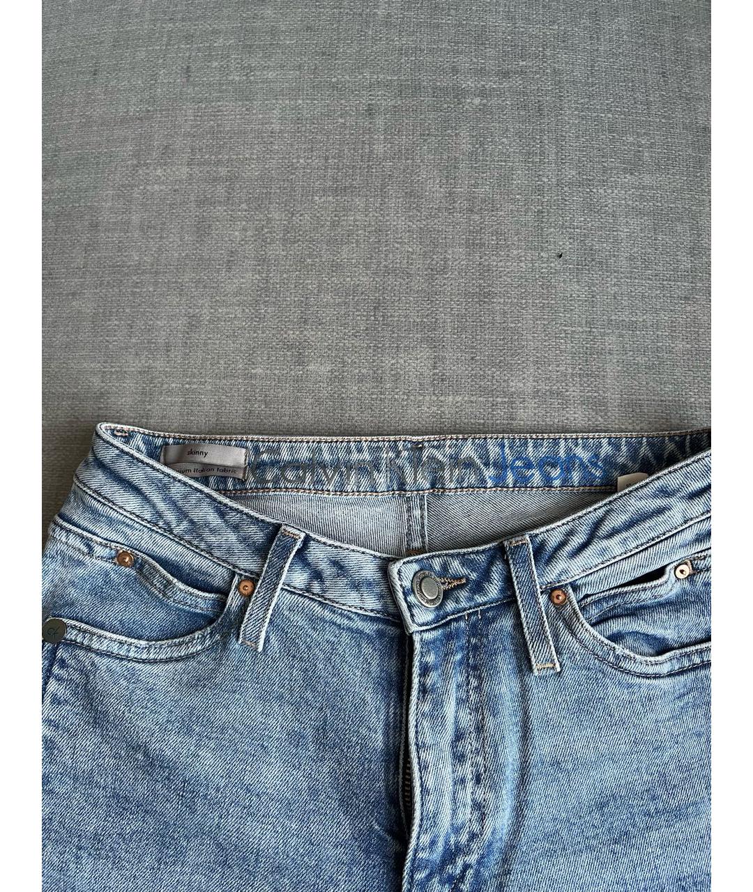 CALVIN KLEIN Голубые хлопко-эластановые джинсы слим, фото 3