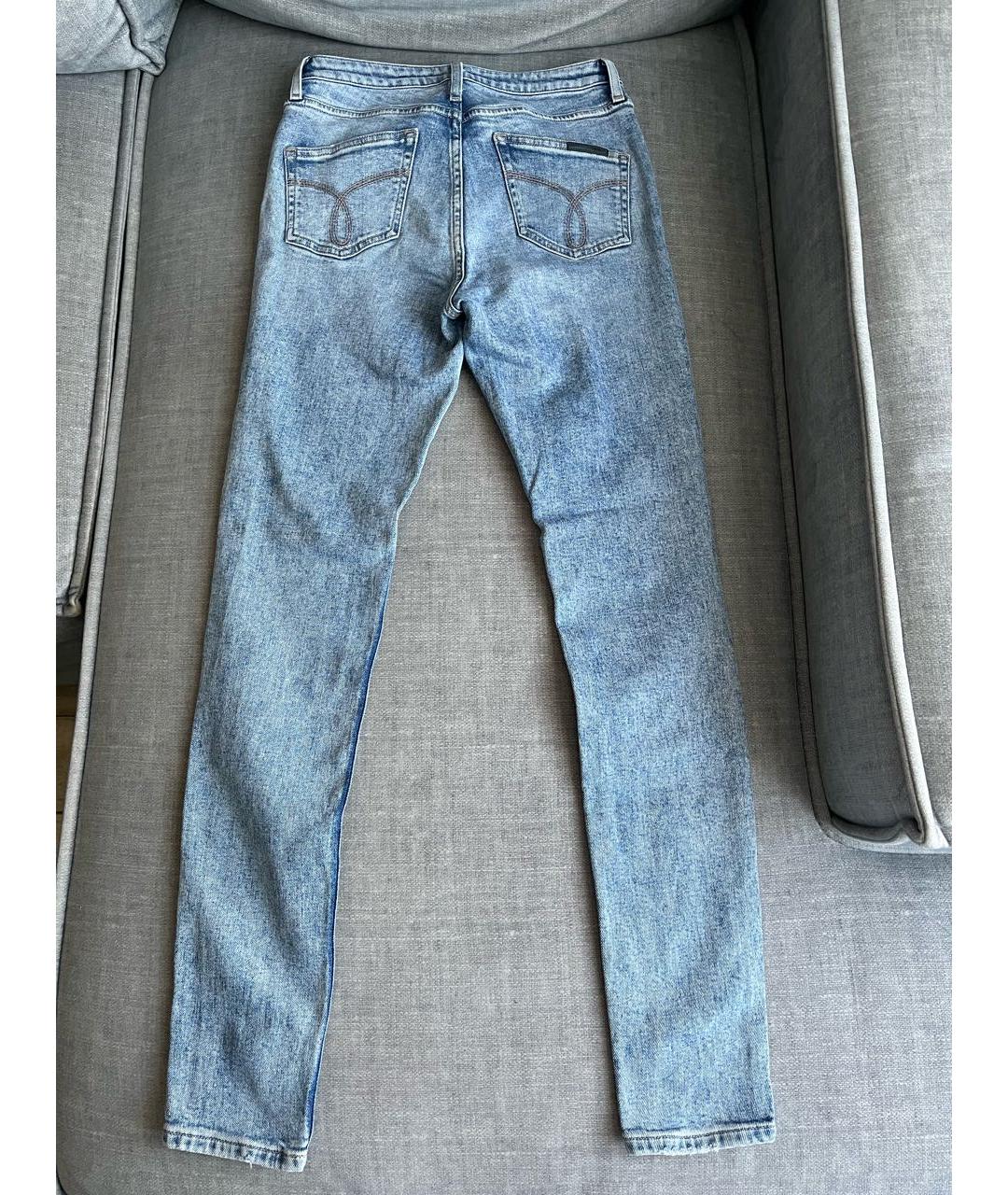 CALVIN KLEIN Голубые хлопко-эластановые джинсы слим, фото 2