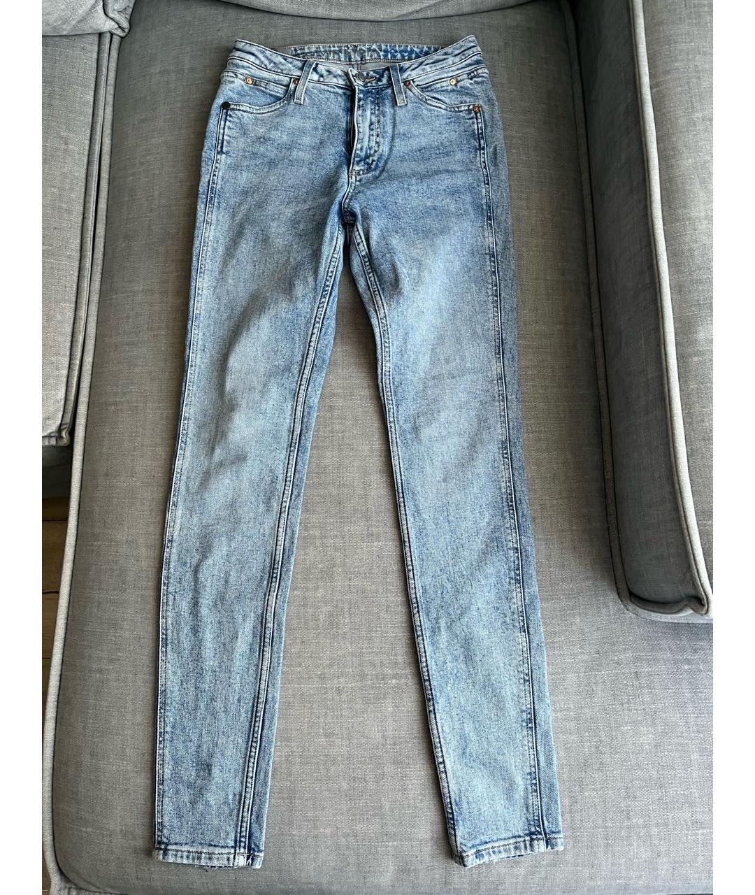 CALVIN KLEIN Голубые хлопко-эластановые джинсы слим, фото 5