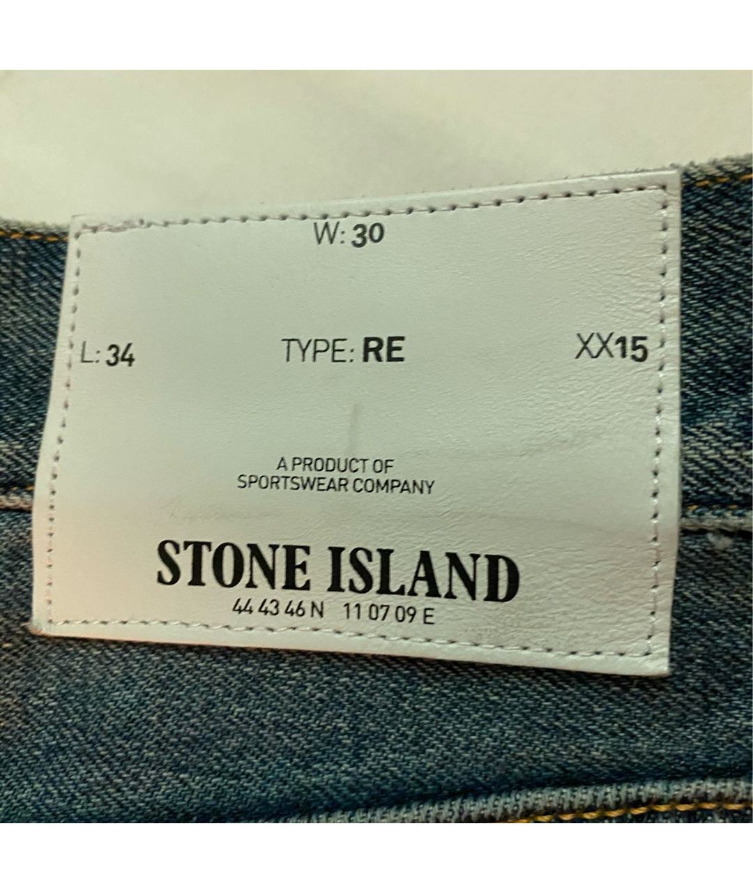 STONE ISLAND Голубые хлопковые прямые джинсы, фото 3