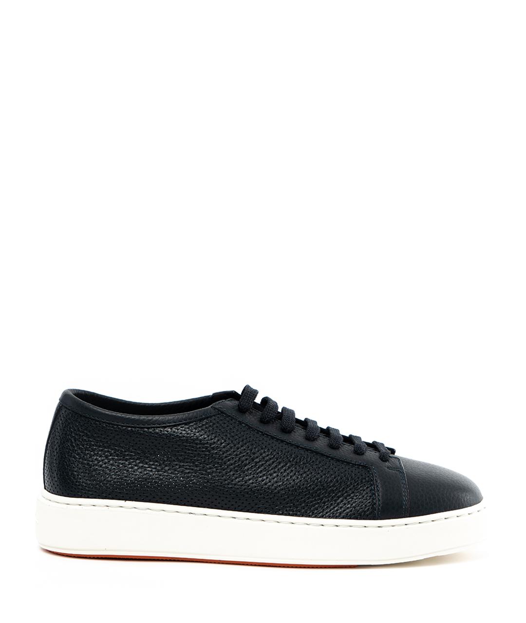 SANTONI Синие кожаные низкие кроссовки / кеды, фото 1