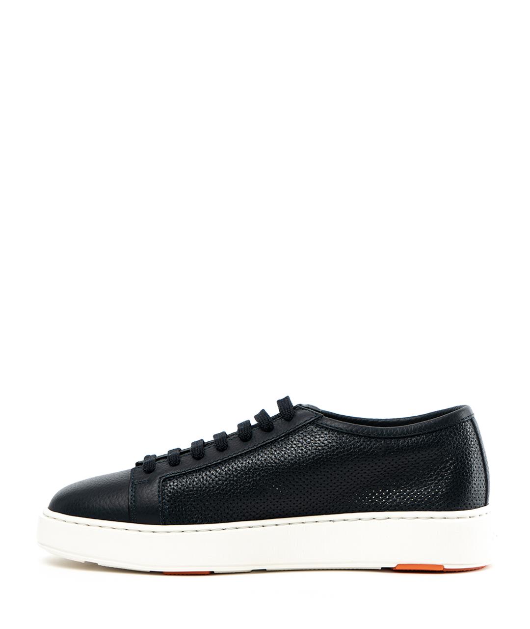 SANTONI Синие кожаные низкие кроссовки / кеды, фото 3