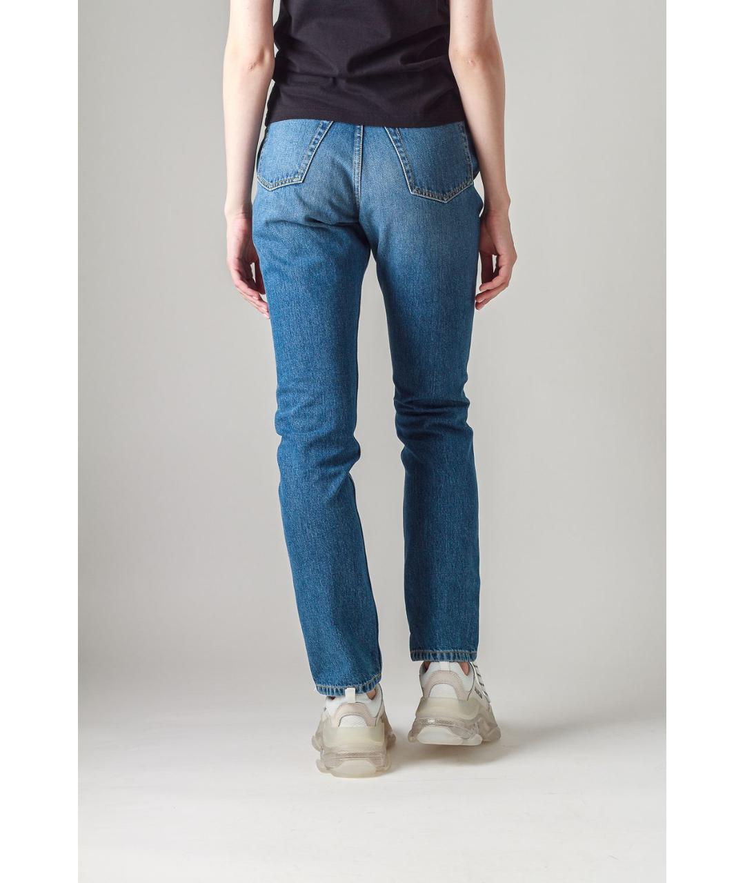 BALENCIAGA Голубые хлопковые прямые джинсы, фото 3