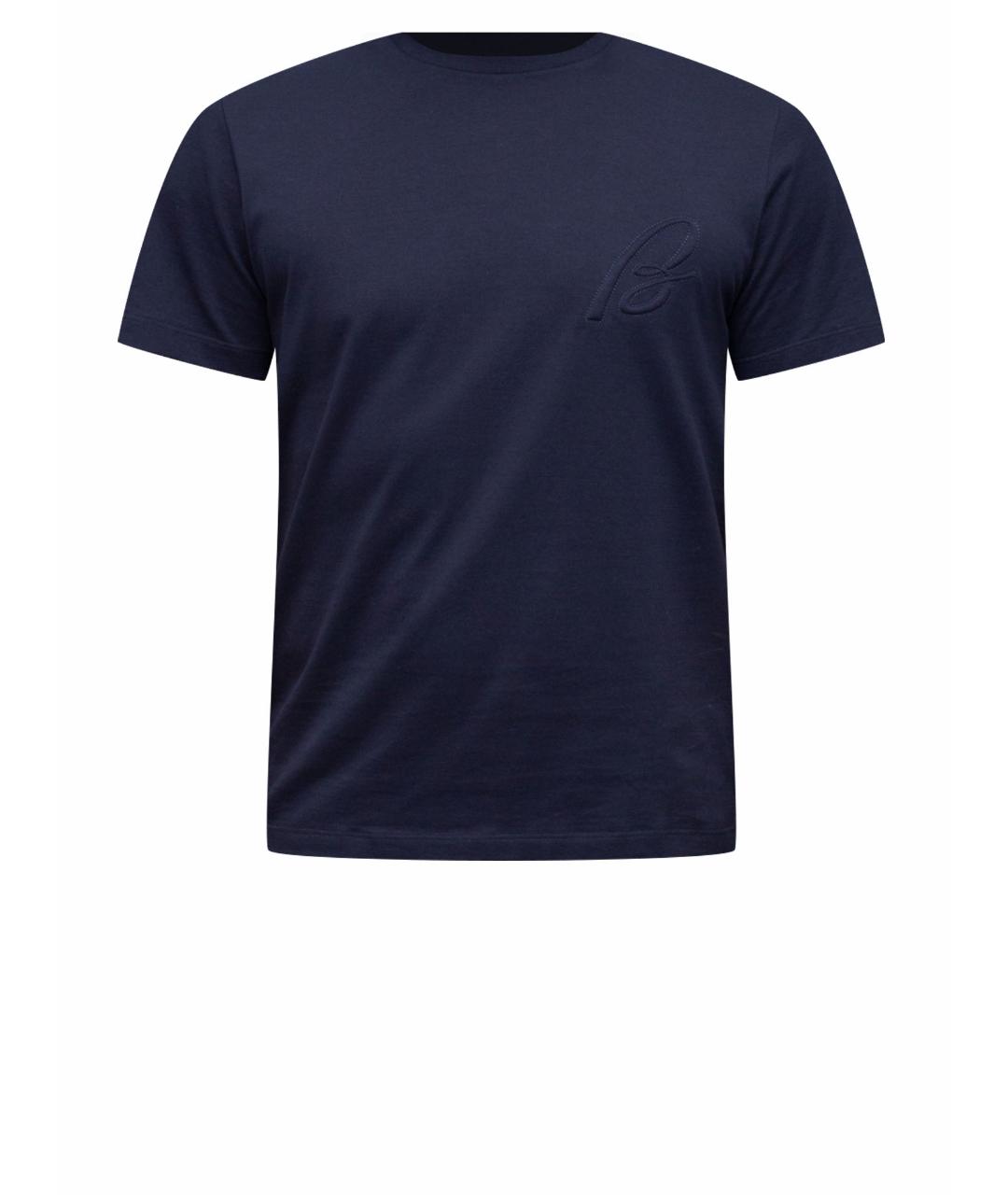 BRIONI Темно-синяя хлопковая футболка, фото 1