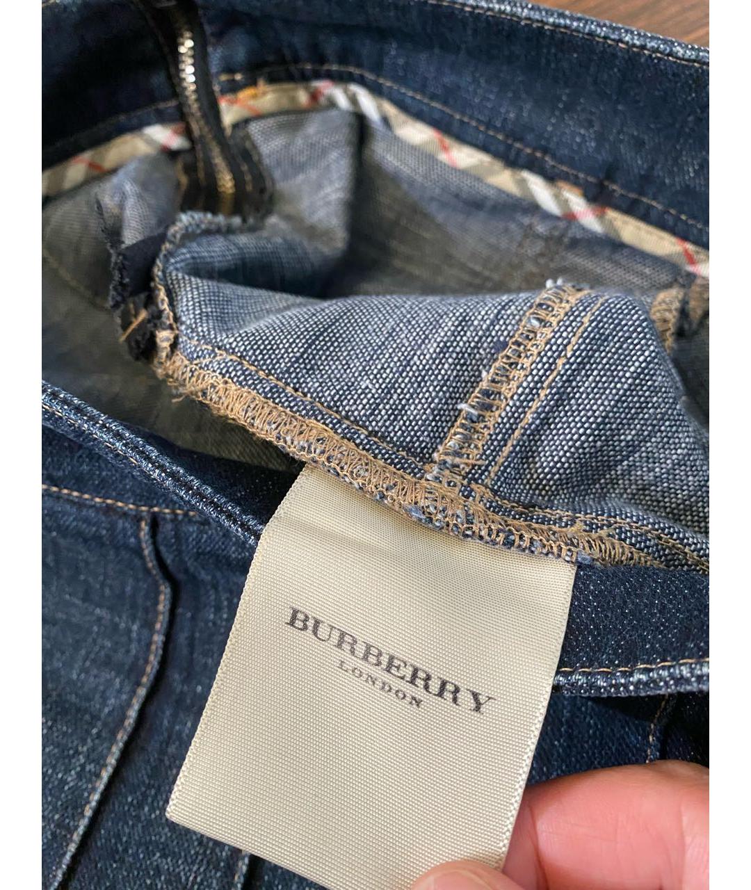 BURBERRY Синяя деним юбка миди, фото 6