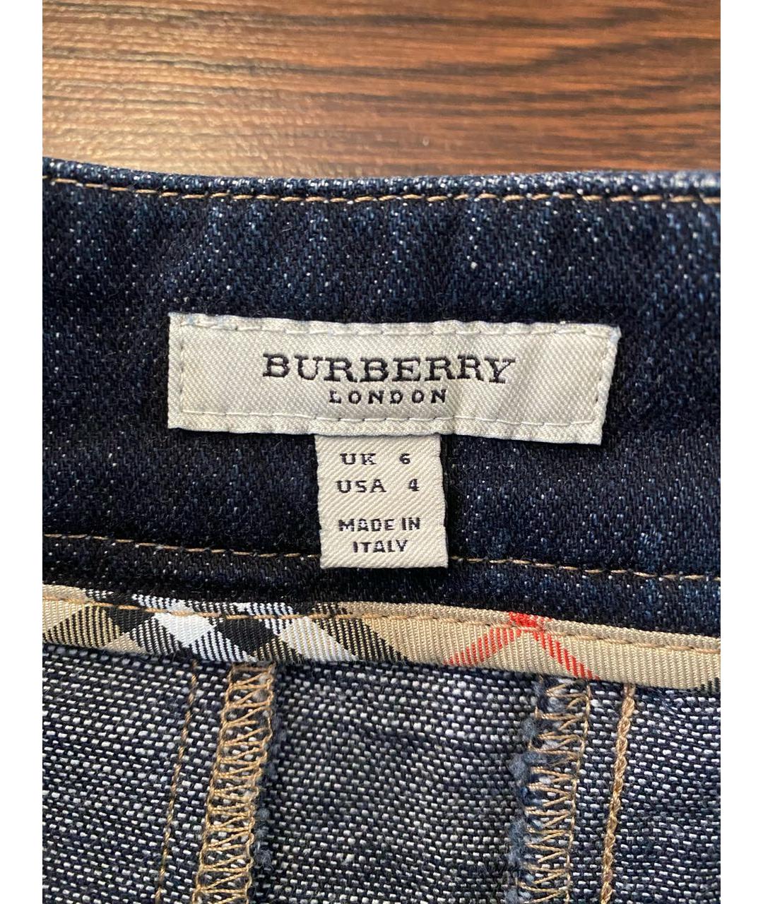 BURBERRY Синяя деним юбка миди, фото 4