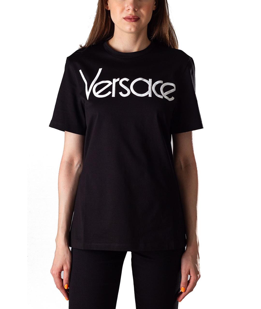 VERSACE Черная хлопковая футболка, фото 4