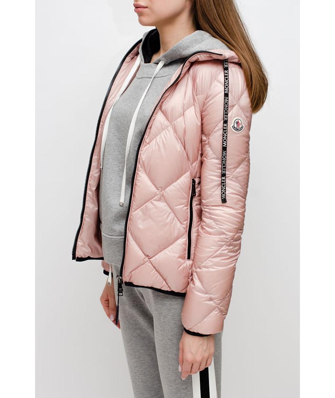 MONCLER Розовая полиамидовая куртка, фото 3
