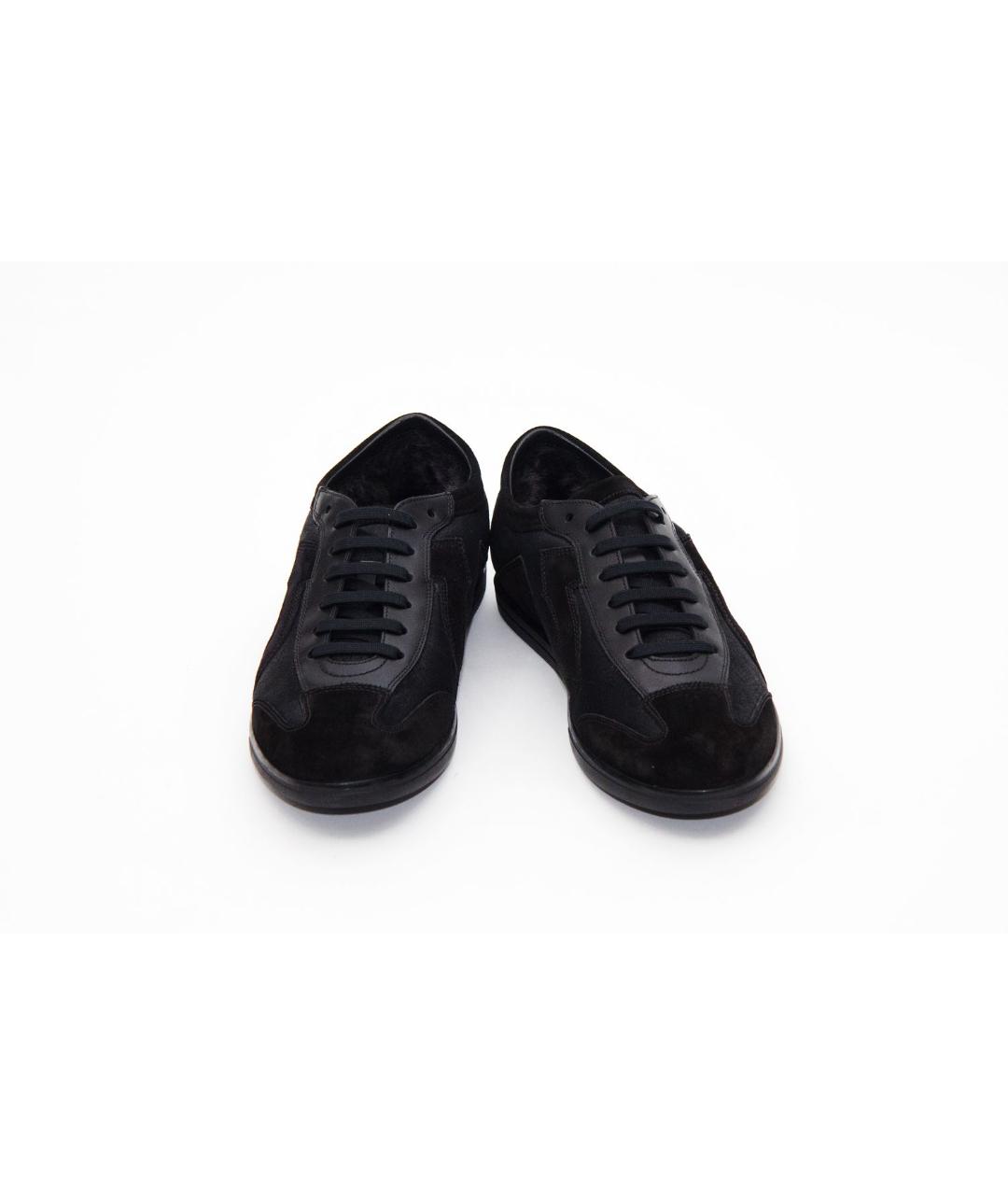 SALVATORE FERRAGAMO Черные замшевые низкие кроссовки / кеды, фото 2