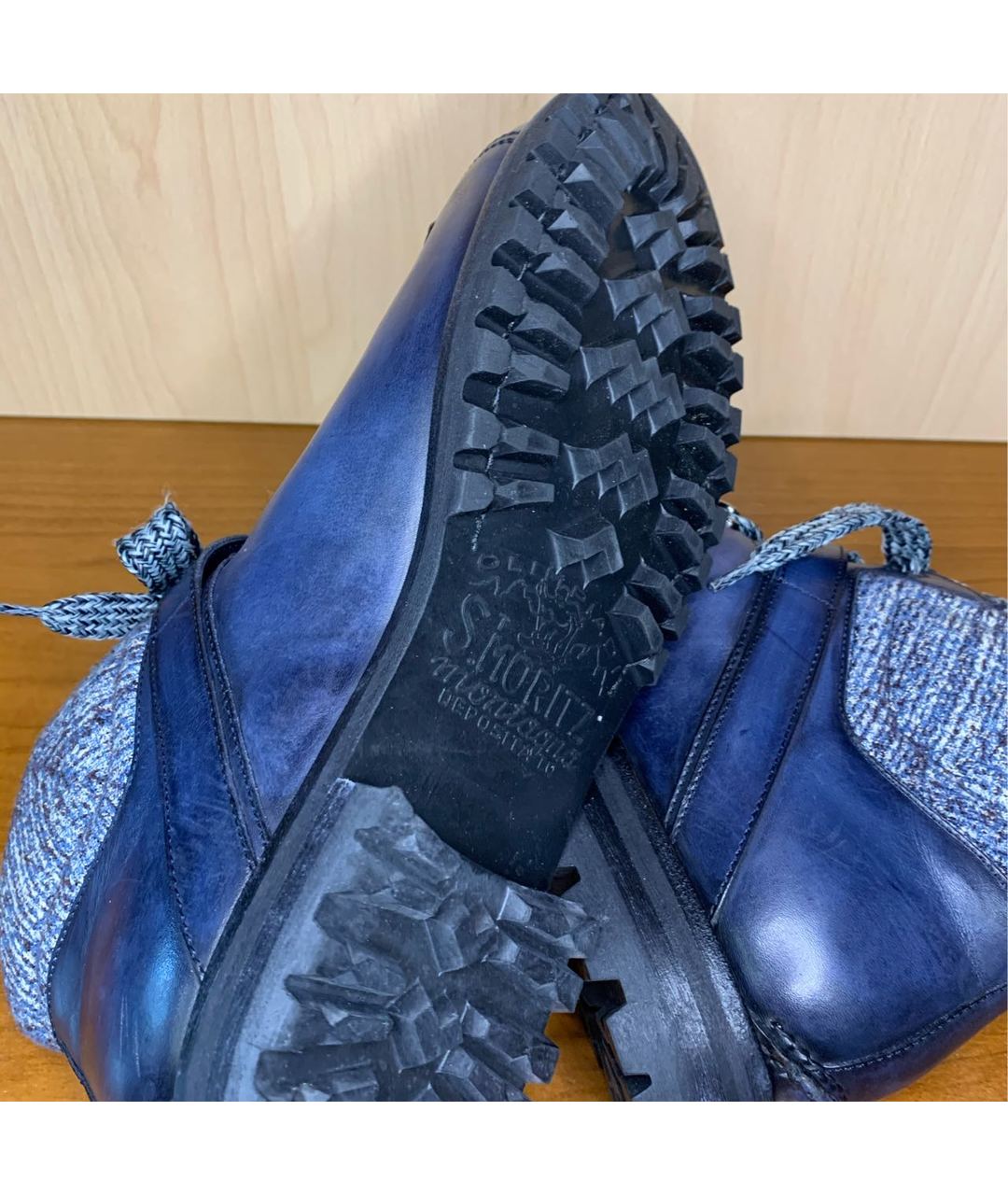 SANTONI Синие кожаные высокие ботинки, фото 6