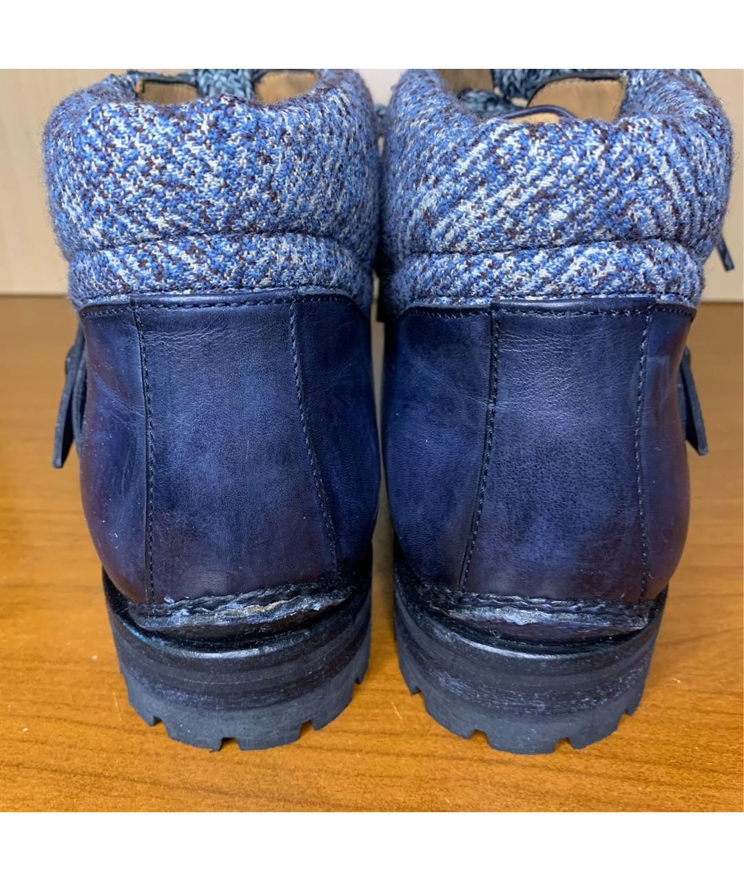 SANTONI Синие кожаные высокие ботинки, фото 4