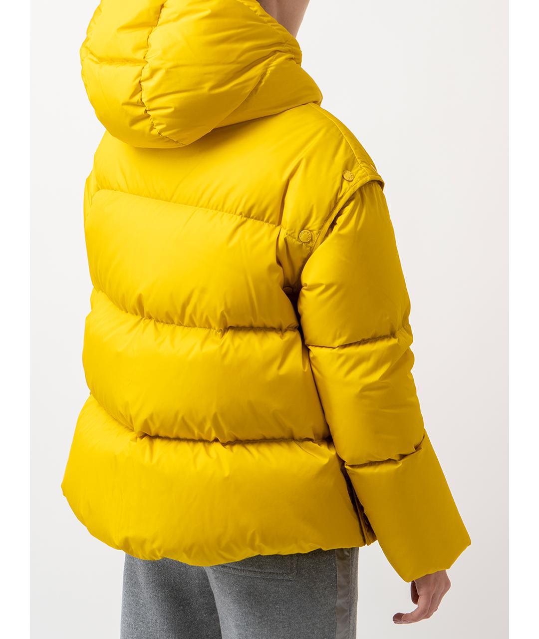 MONCLER Желтый полиамидовый пуховик, фото 3