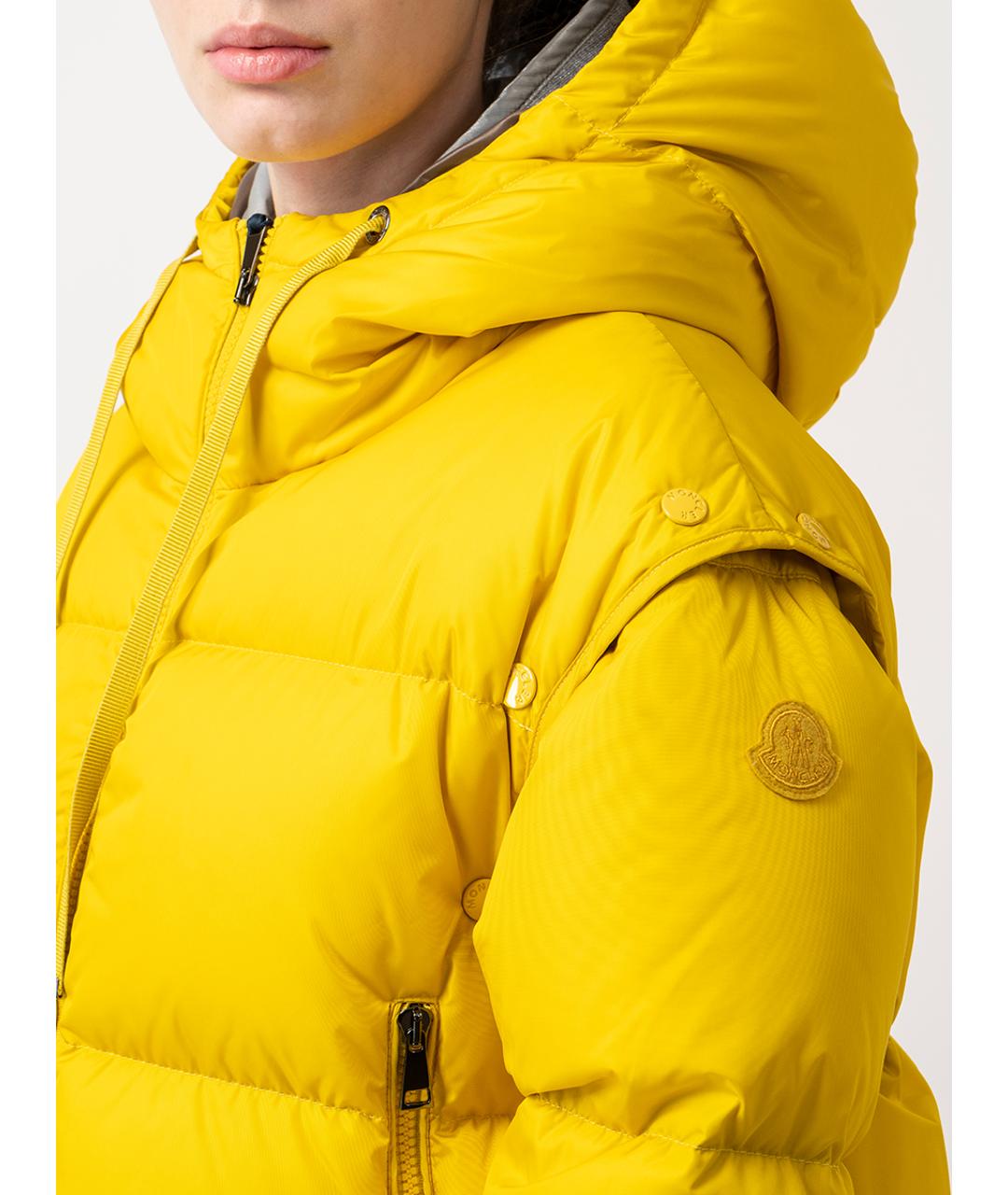 MONCLER Желтый полиамидовый пуховик, фото 2