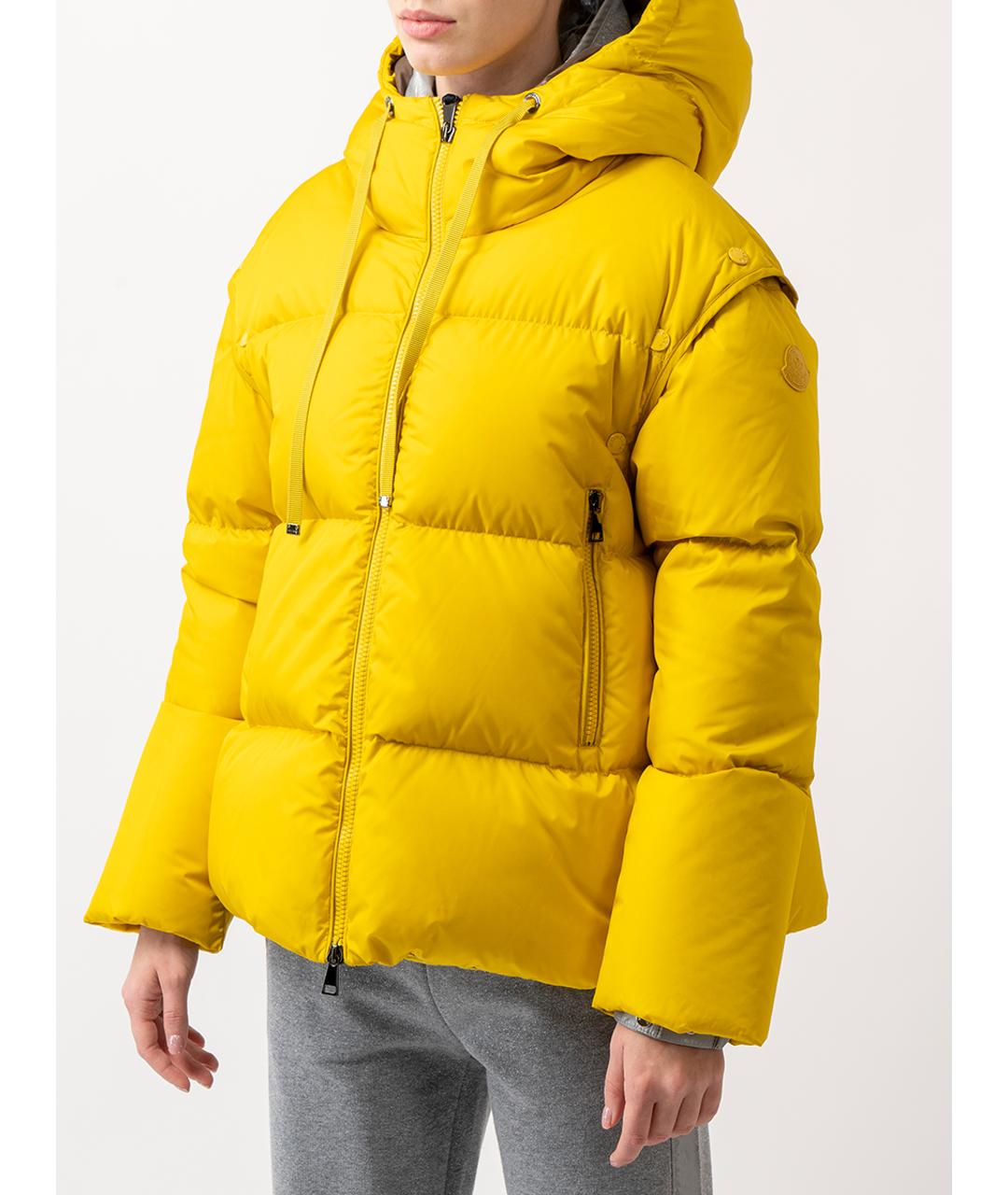 MONCLER Желтый полиамидовый пуховик, фото 8