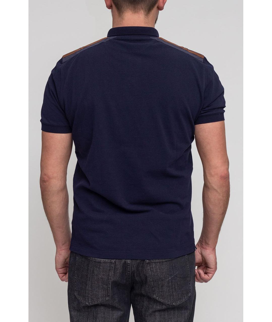 BRUNELLO CUCINELLI Темно-синее хлопковое поло с коротким рукавом, фото 3