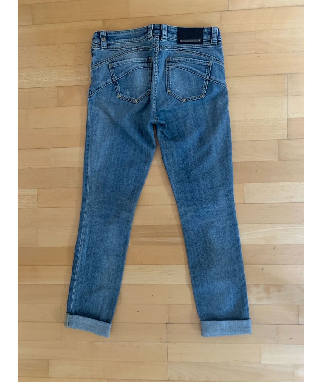 SPORTMAX Голубые хлопко-эластановые прямые джинсы, фото 2