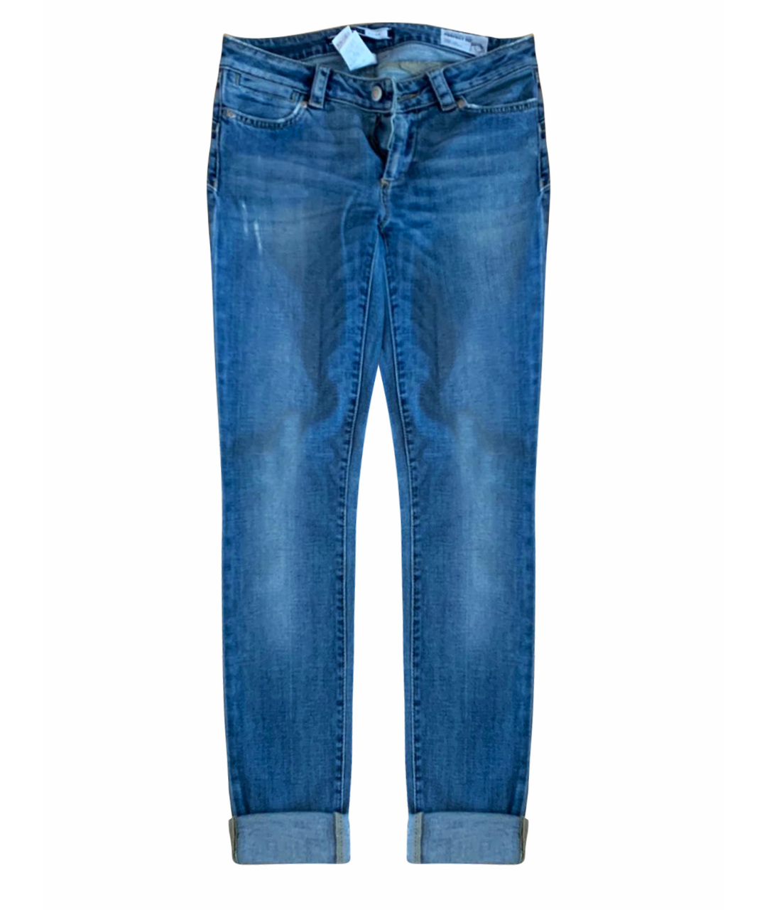 SPORTMAX Голубые хлопко-эластановые прямые джинсы, фото 1