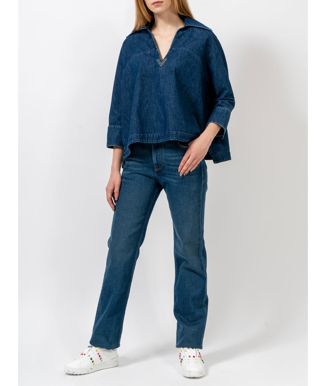 VALENTINO Синяя хлопковая рубашка, фото 4