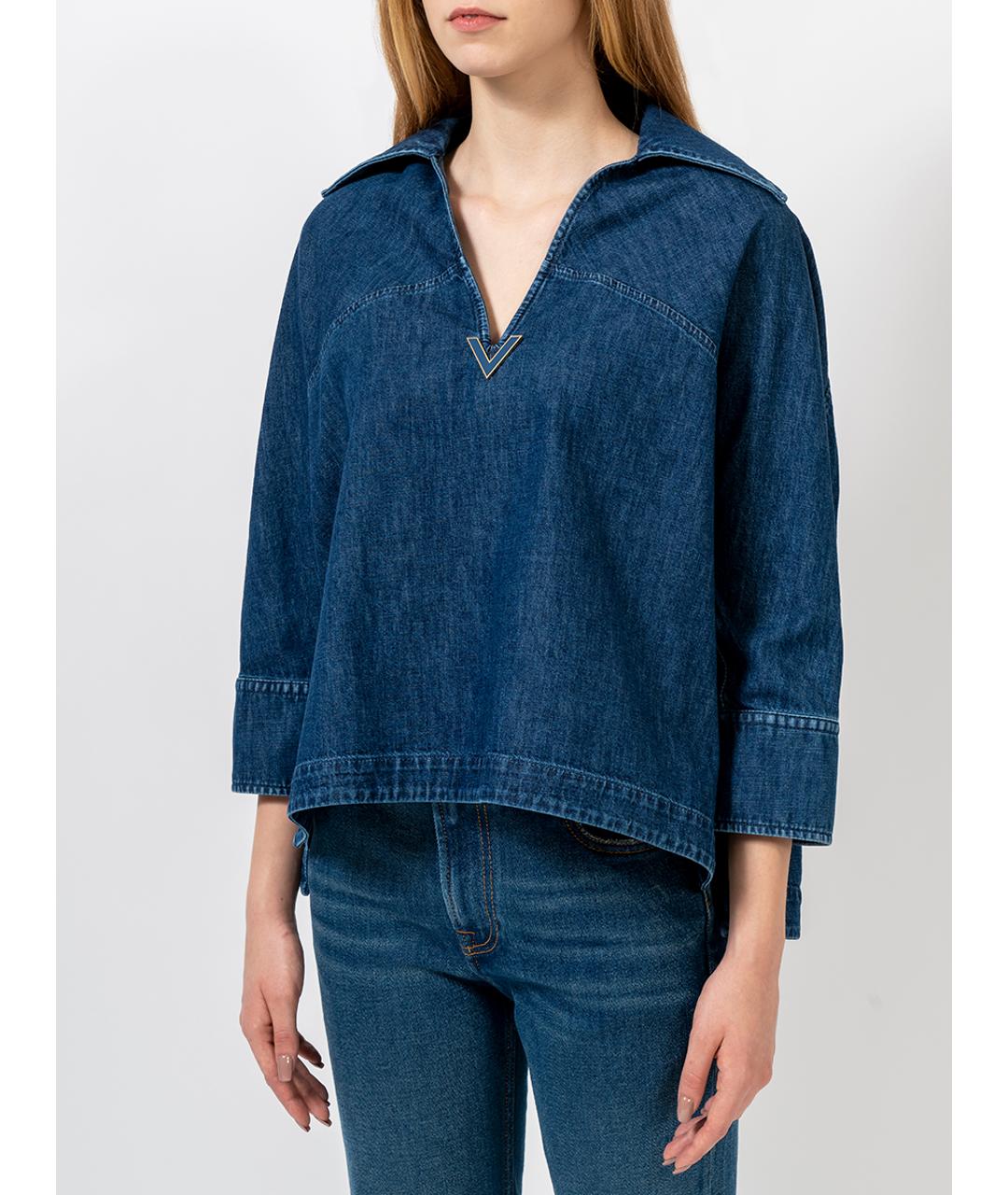 VALENTINO Синяя хлопковая рубашка, фото 5