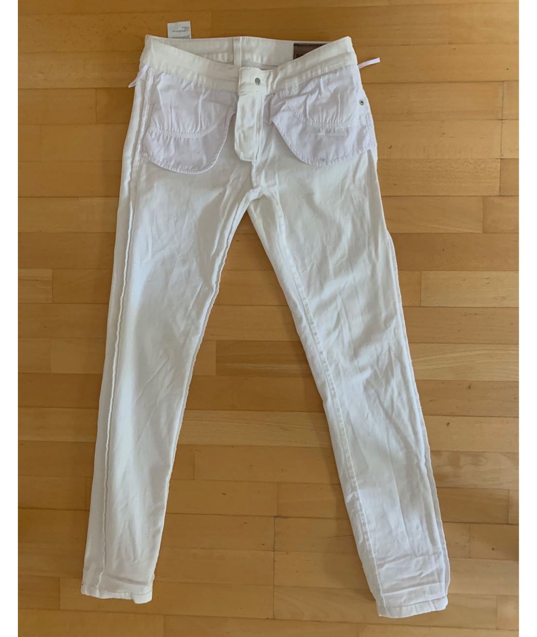 EMPORIO ARMANI Белые хлопко-эластановые джинсы клеш, фото 3