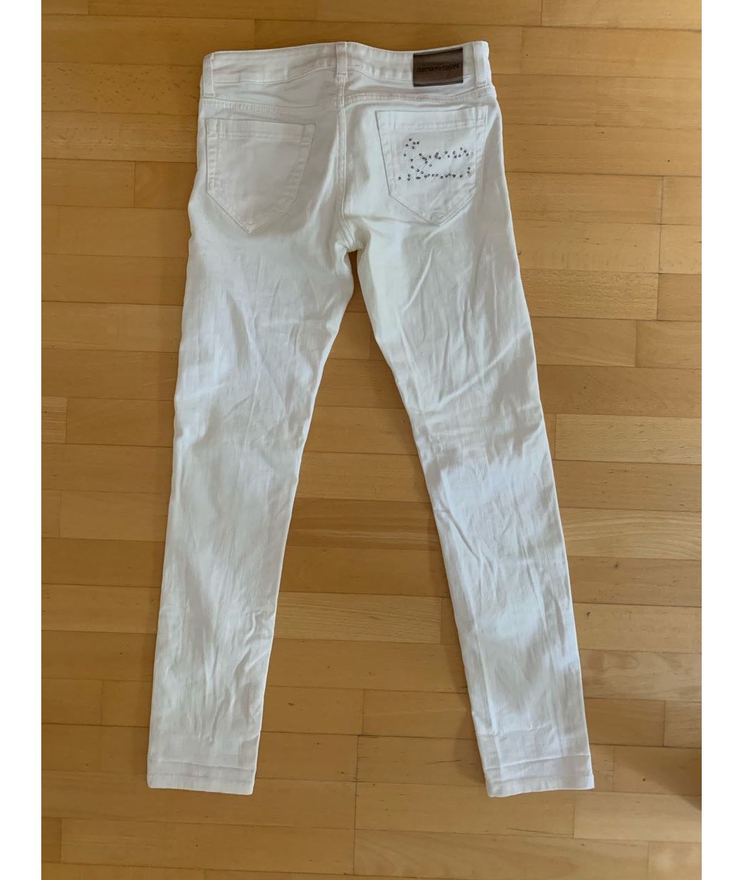 EMPORIO ARMANI Белые хлопко-эластановые джинсы клеш, фото 2