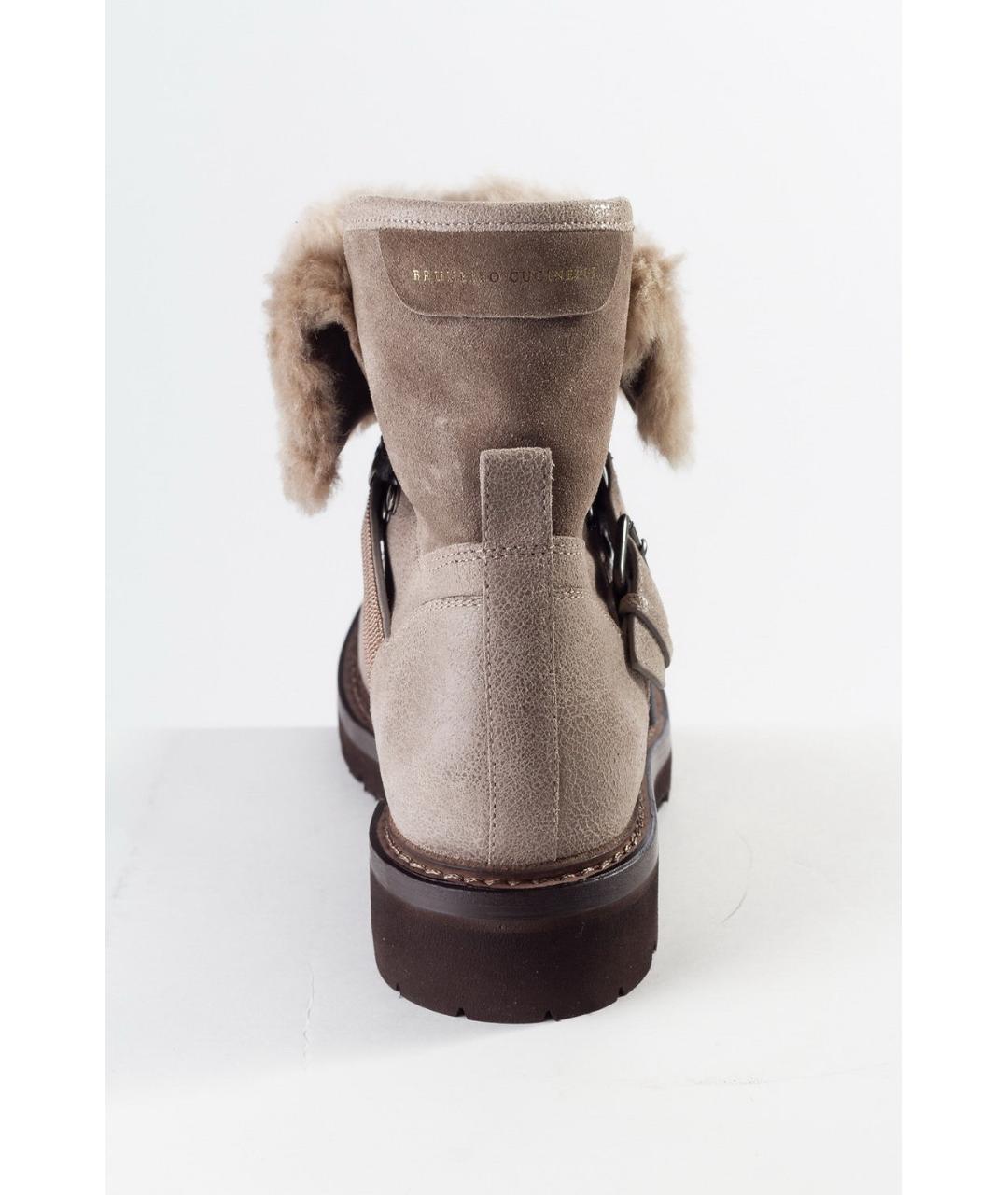 BRUNELLO CUCINELLI Бежевые кожаные ботинки, фото 4