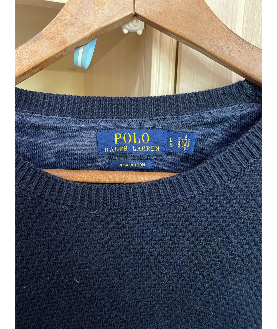 POLO RALPH LAUREN Темно-синий хлопковый джемпер / свитер, фото 3