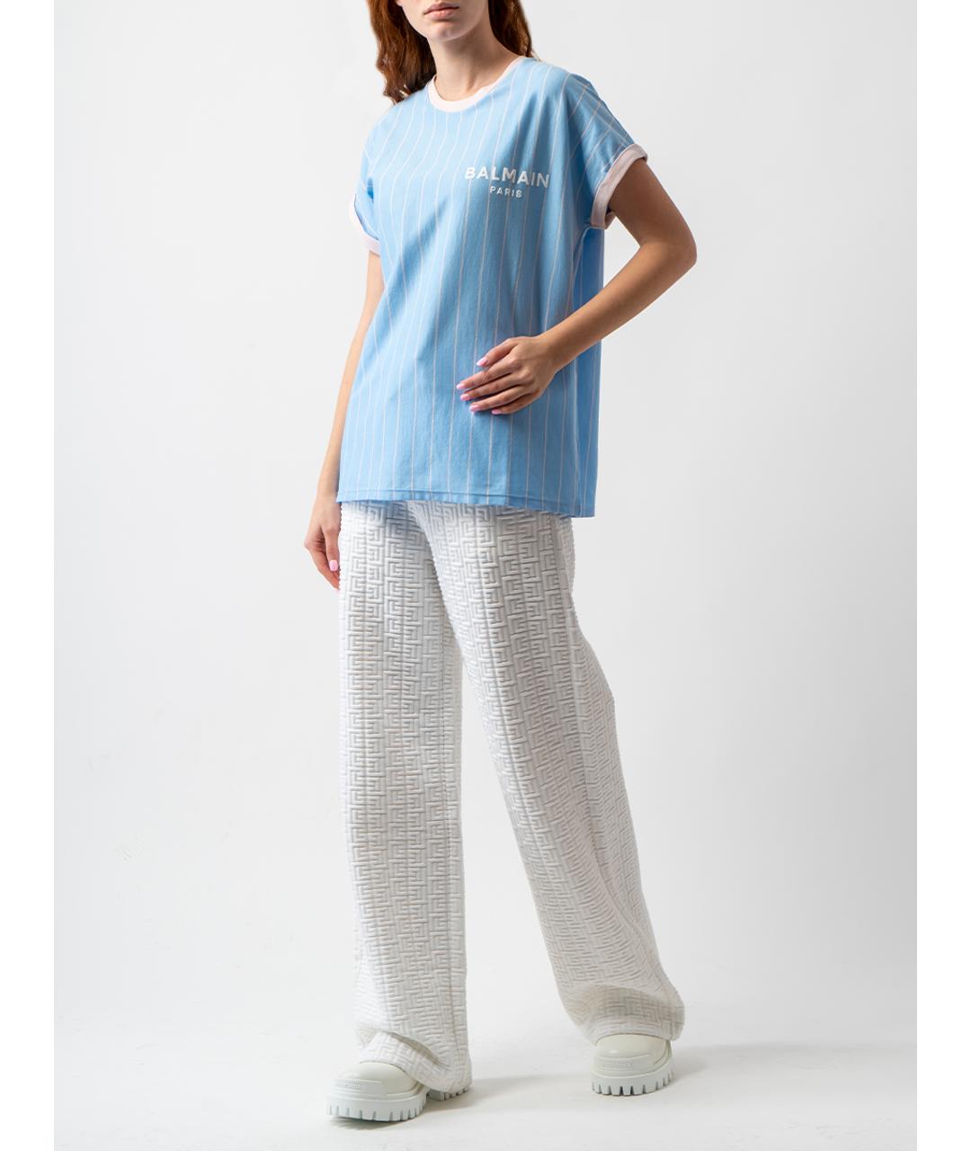 BALMAIN Голубая хлопковая футболка, фото 3