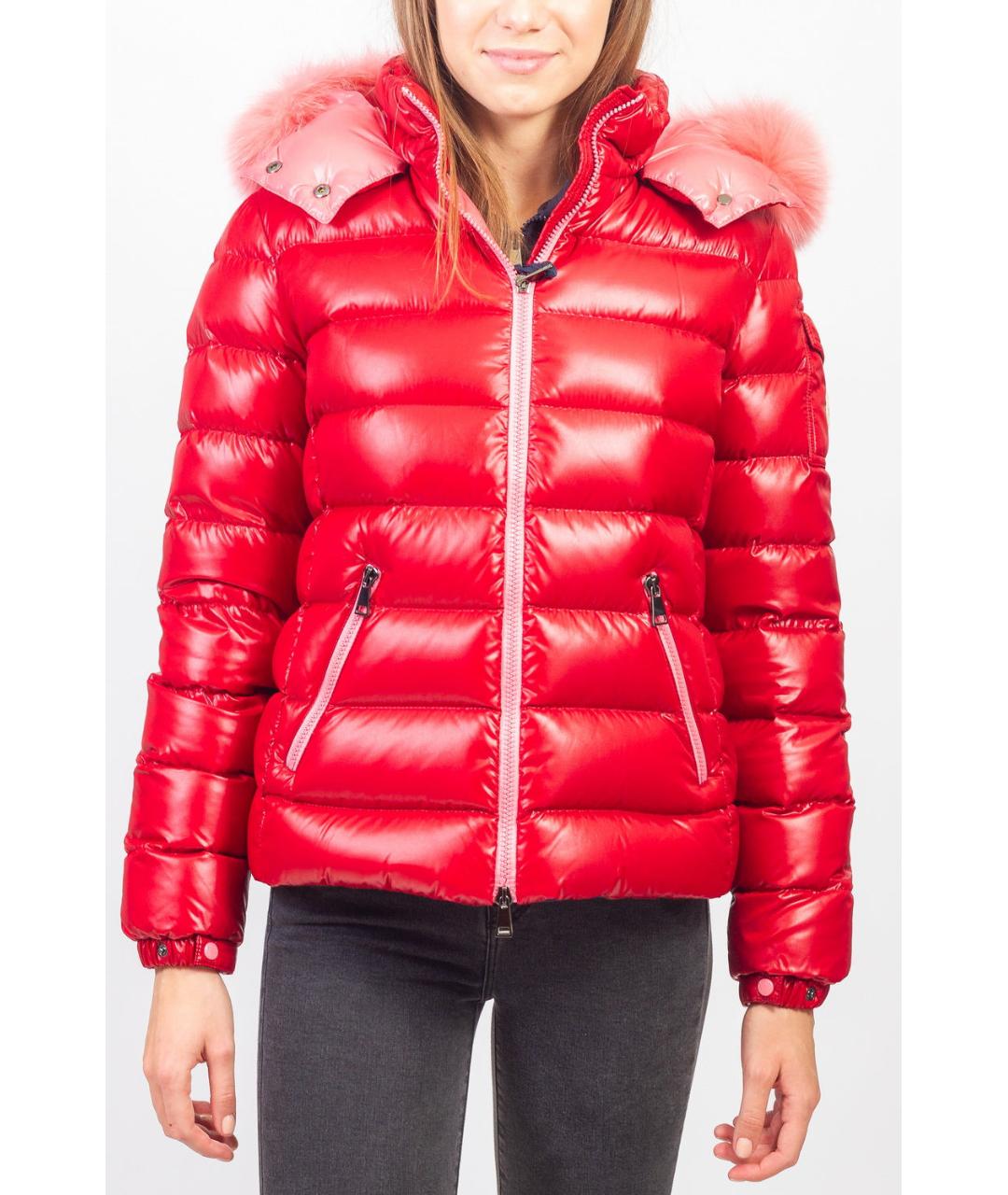 MONCLER Красный полиамидовый пуховик, фото 4
